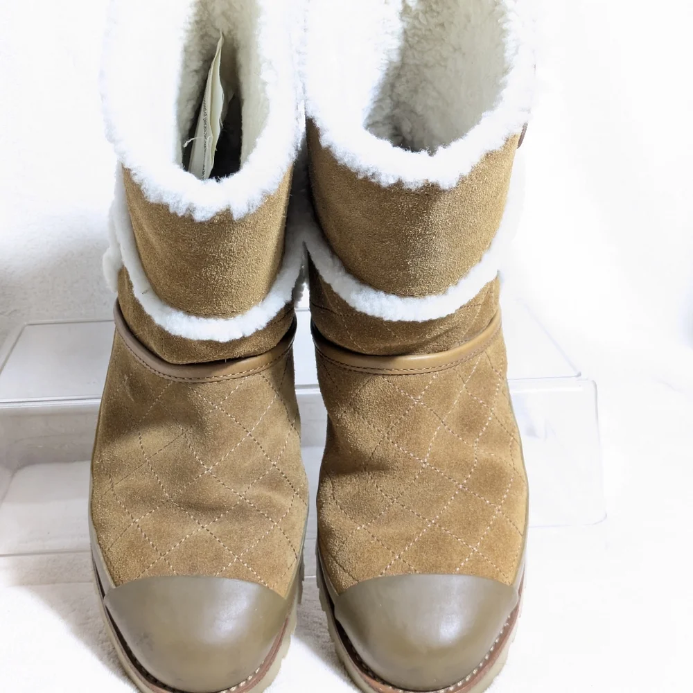 Tory Burch Boughton Shearling Bootie in Havana Tan Suede Warm Winter 7M‎